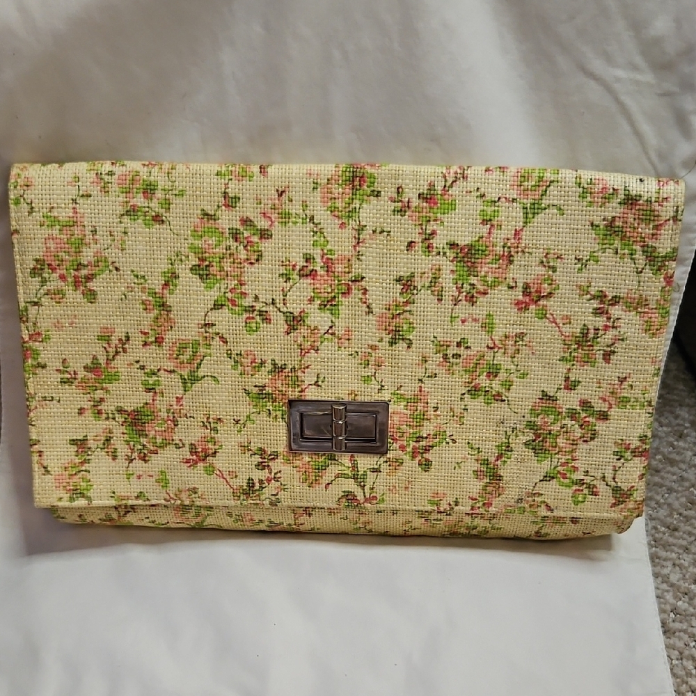 H&M Floral Clutch - Cream and Pink
